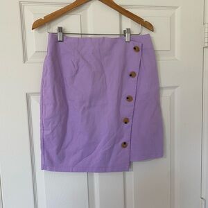 Lavender Button-Detail Skirt